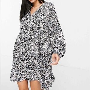 ASOS Floral Button Up Long Sleeve Dress
